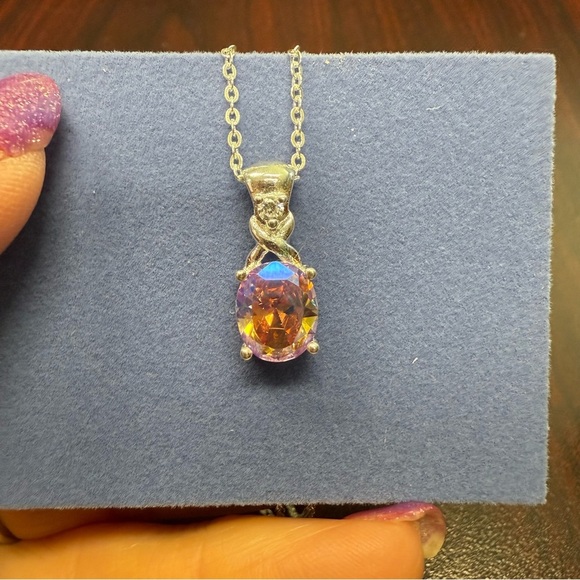 Avon Sterling Silver Sunset CZ Necklace NIB vintage 2004 - Picture 2 of 9